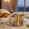 Slanted-Top Modern Sterling Silver Havdalah Set with Arch Handles