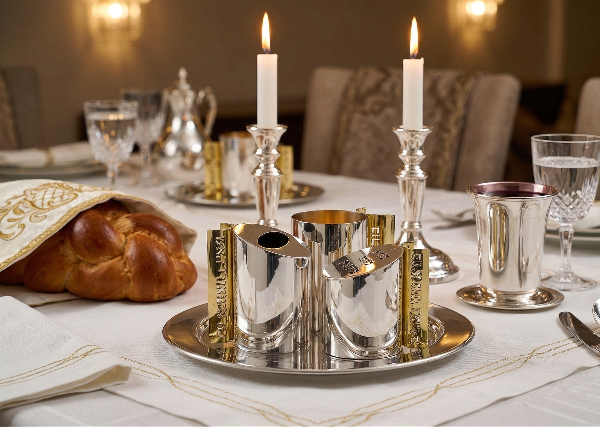 Modern Sterling Silver Conical Havdalah Set With Spheres
