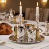 Slanted-Top Modern Sterling Silver Havdalah Set with Arch Handles