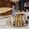 Slanted-Top Modern Sterling Silver Havdalah Set with Arch Handles