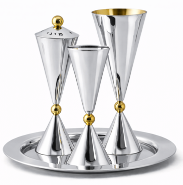 Contemporary Sterling Silver Floral Havdalah Set with Petals