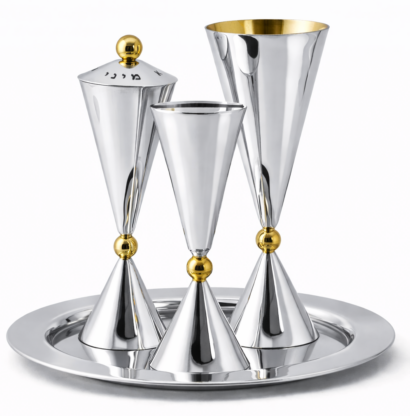 Contemporary Sterling Silver Floral Havdalah Set with Petals