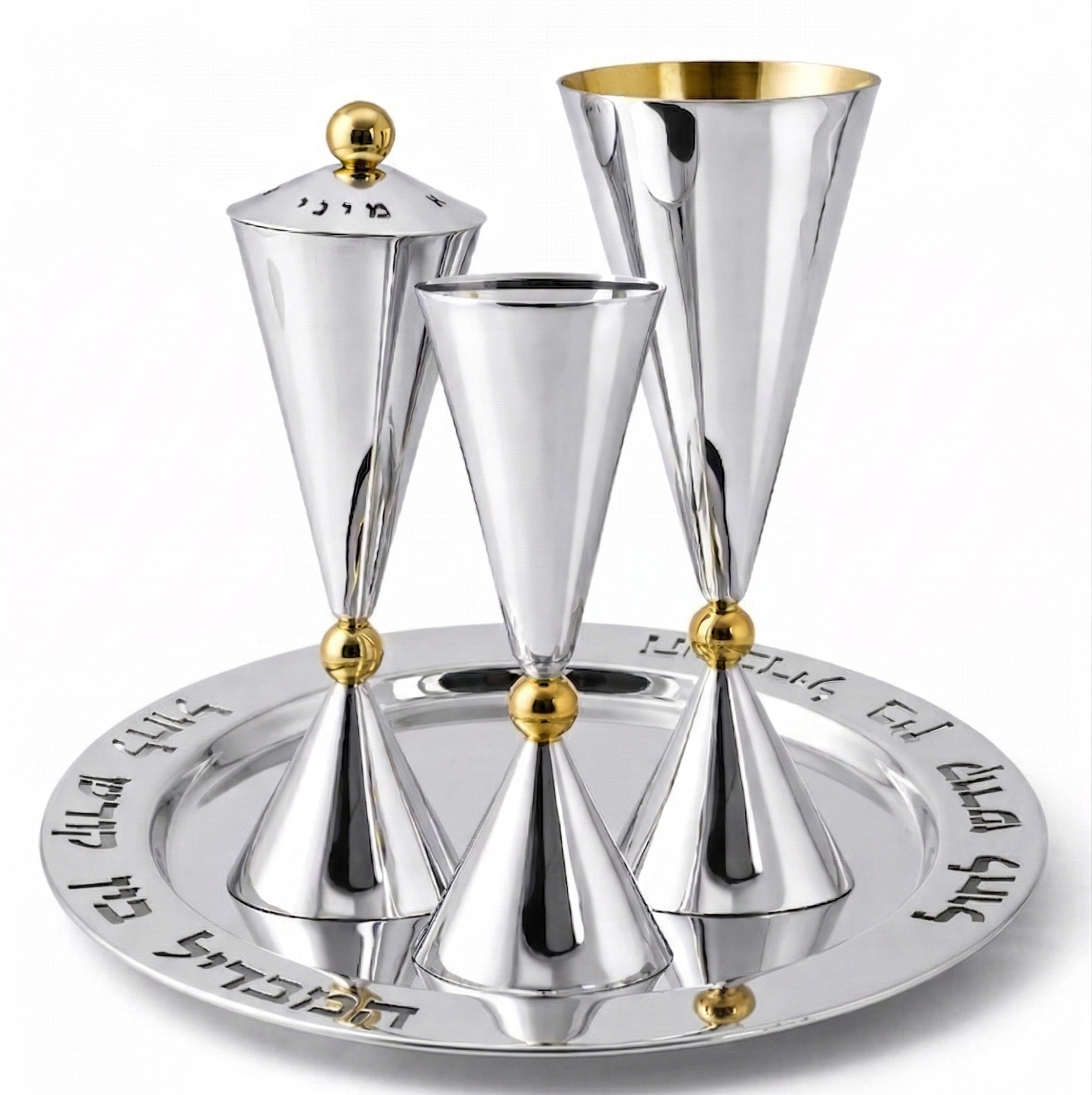 Contemporary Sterling Silver Floral Havdalah Set with Petals