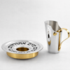 Modern Hand Cut Out Sterling Silver and Brass Mayim Achronim Set