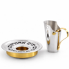 Modern Hand Cut Out Sterling Silver and Brass Mayim Achronim Set