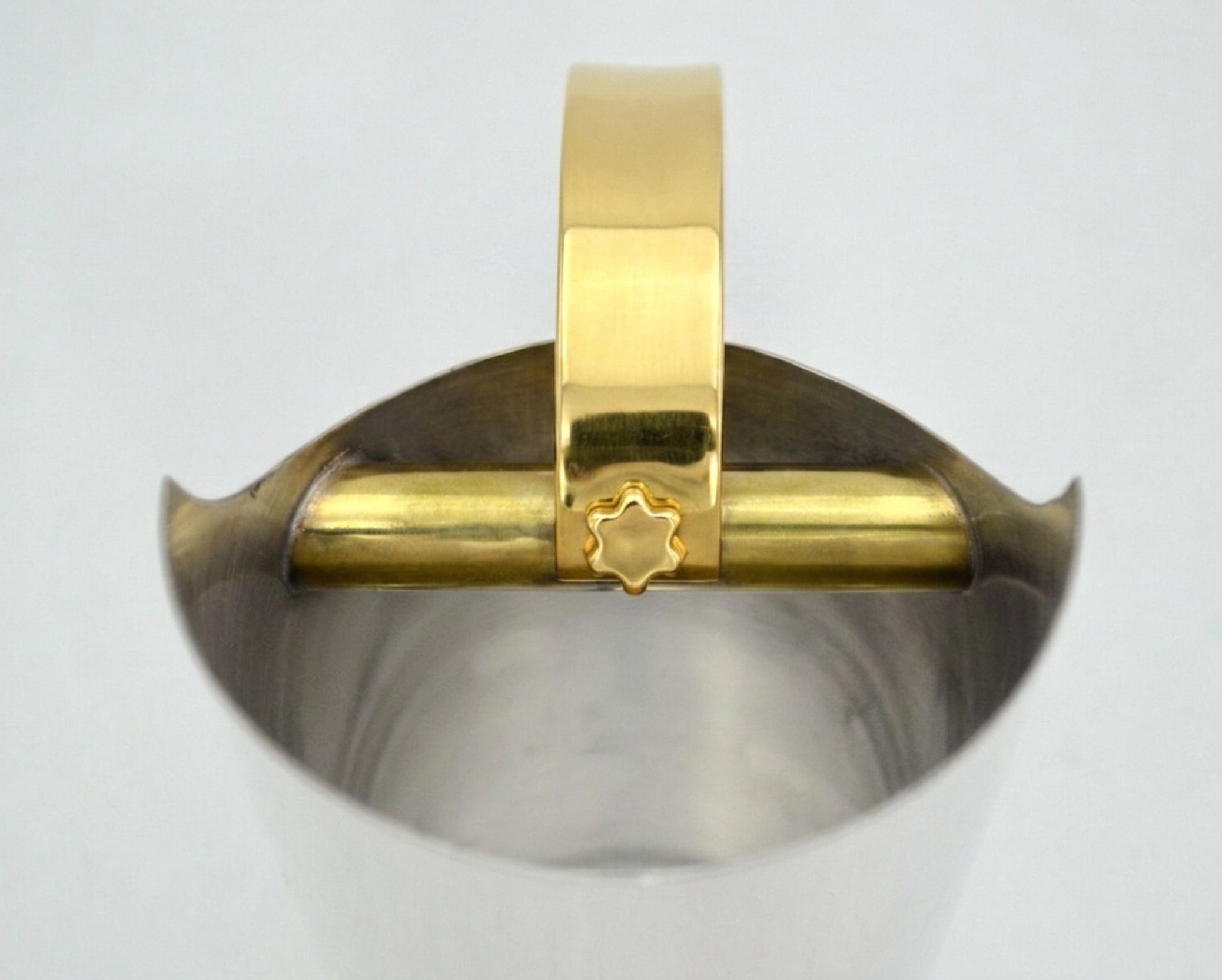 Modern Hand Cut Out Sterling Silver and Brass Mayim Achronim Set