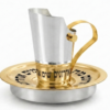 Modern Hand Cut Out Sterling Silver and Brass Mayim Achronim Set