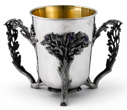 Sterling Silver Amethyst Stones Washing Cup with Branch Handles (Copy)