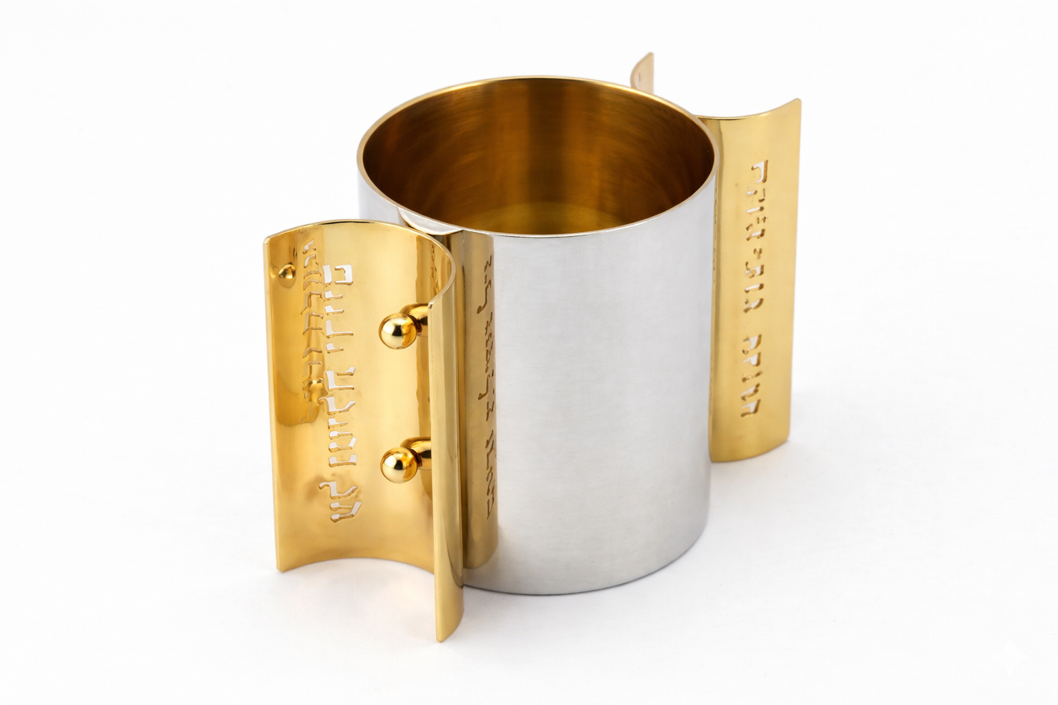 Sterling Silver Netilat Yadayim Semicircular Gold Blessing Handles