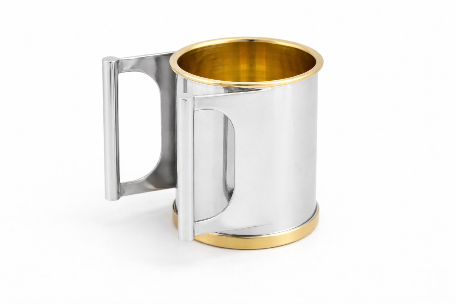 Contemporary Two-Tone Sterling Silver Washing Cup Parallel Handles