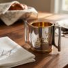 Opposing Handles Sterling Silver and Gold Brass Washing Cup