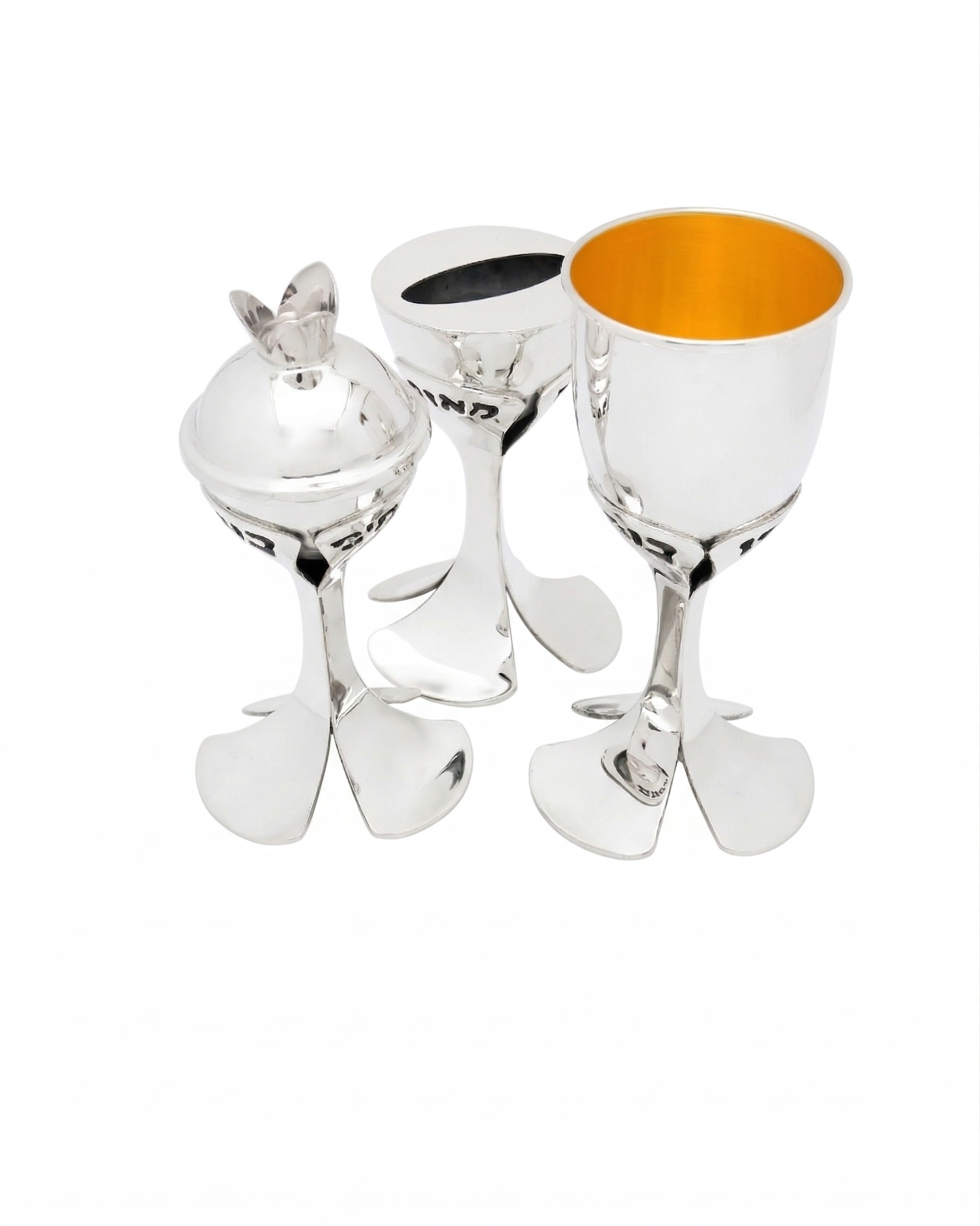 Contemporary Sterling Silver Floral Havdalah Set with Petals
