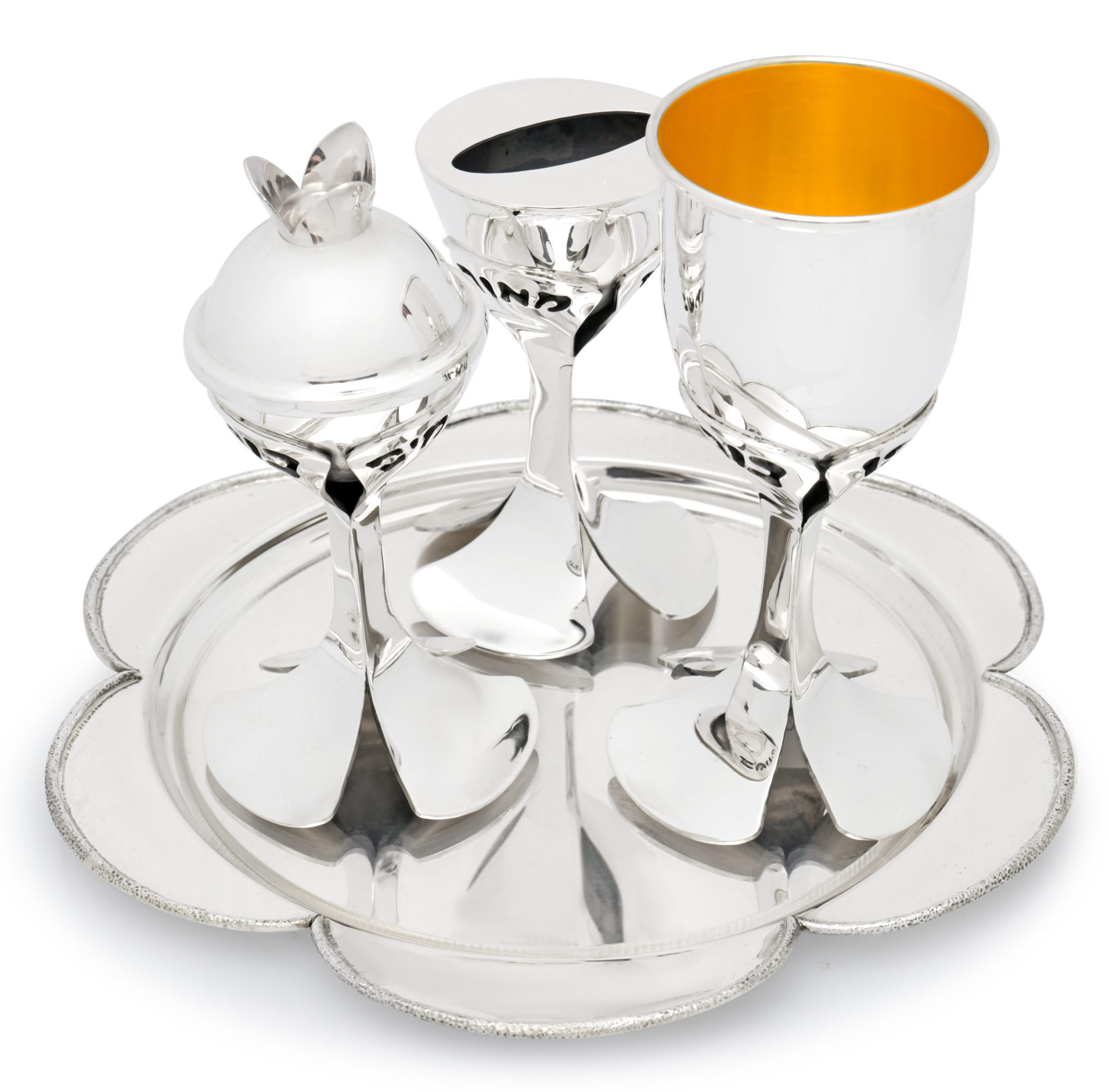 Unique Handcrafted Six Petal Sterling Silver Multi Purpose Tray