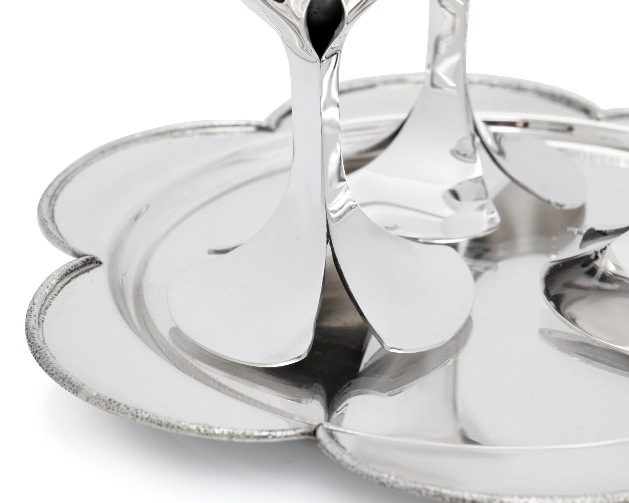 Unique Handcrafted Six Petal Sterling Silver Multi Purpose Tray