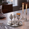 Contemporary Sterling Silver Floral Havdalah Set with Petals