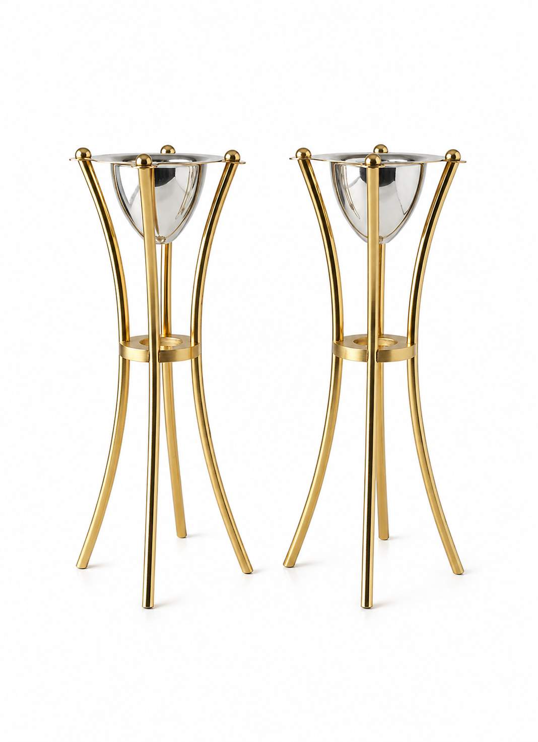 Tall Minimalist Airy Frame Candlesticks with Floating Silver Holders