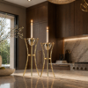 Tall Minimalist Airy Frame Candlesticks with Floating Silver Holders