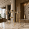 Tall Minimalist Airy Frame Candlesticks with Floating Silver Holders