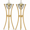 Tall Minimalist Airy Frame Candlesticks with Floating Silver Holders