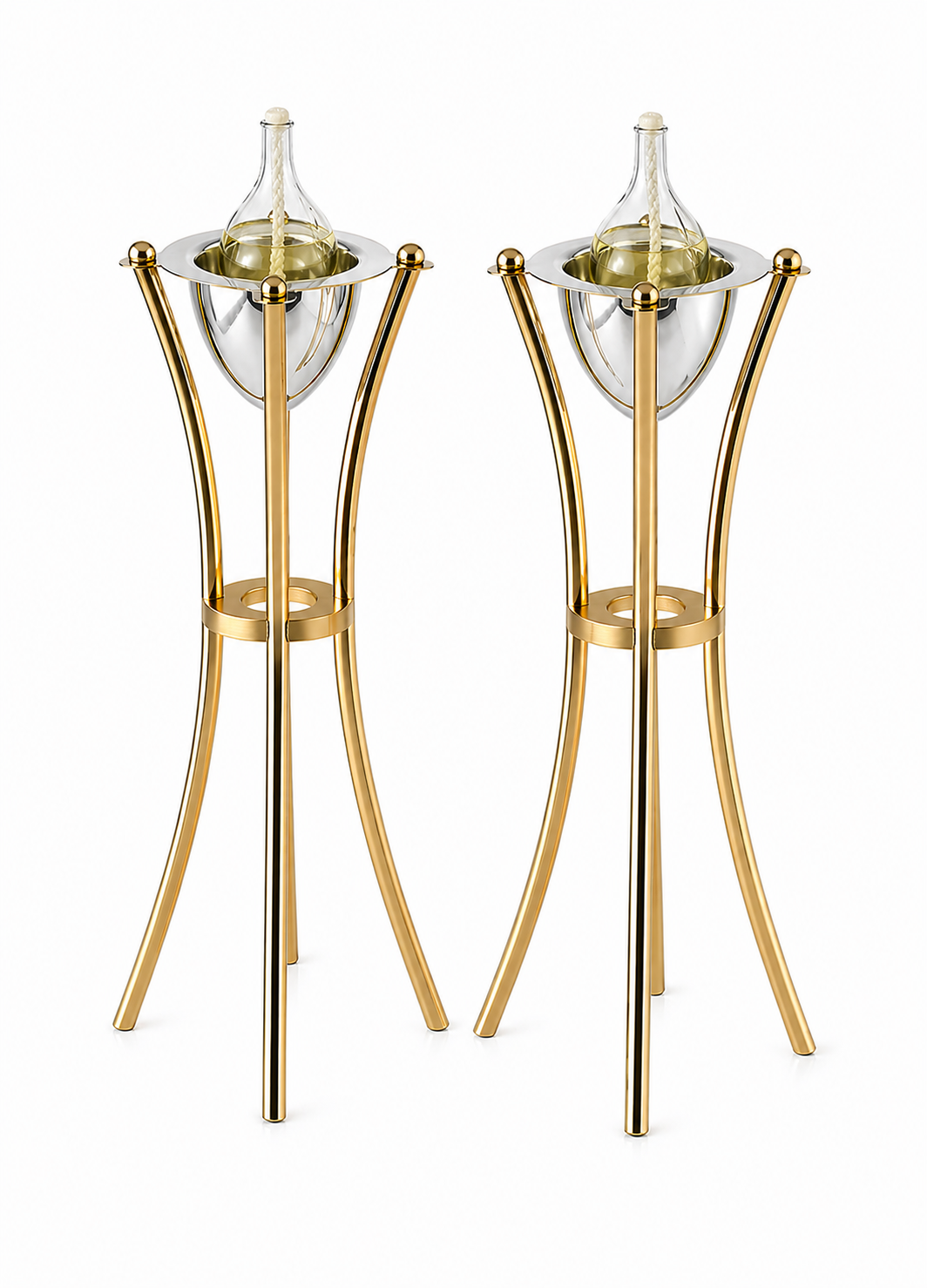 Tall Minimalist Airy Frame Candlesticks with Floating Silver Holders