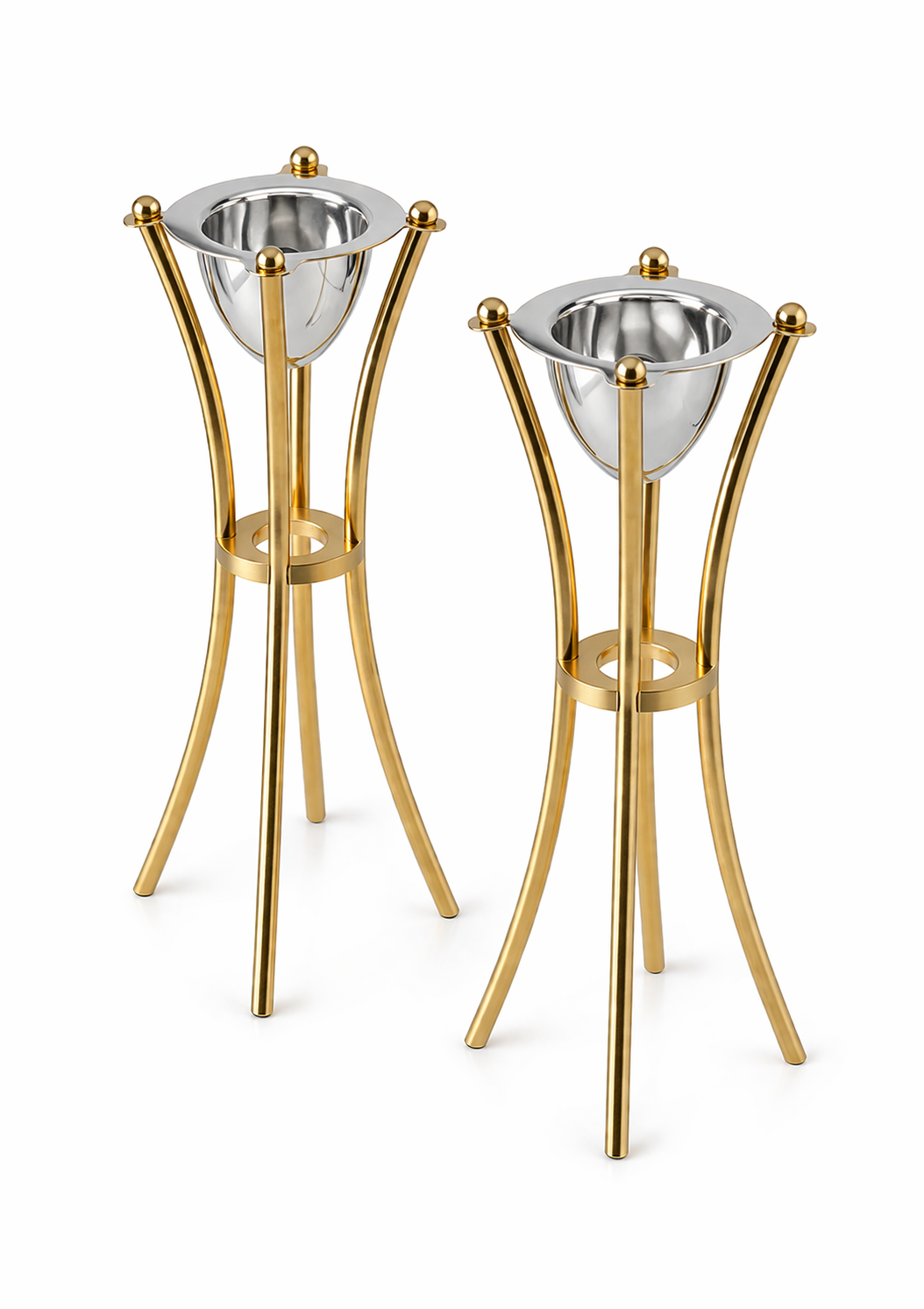 Tall Minimalist Airy Frame Candlesticks with Floating Silver Holders