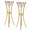 Tall Minimalist Airy Frame Candlesticks with Floating Silver Holders