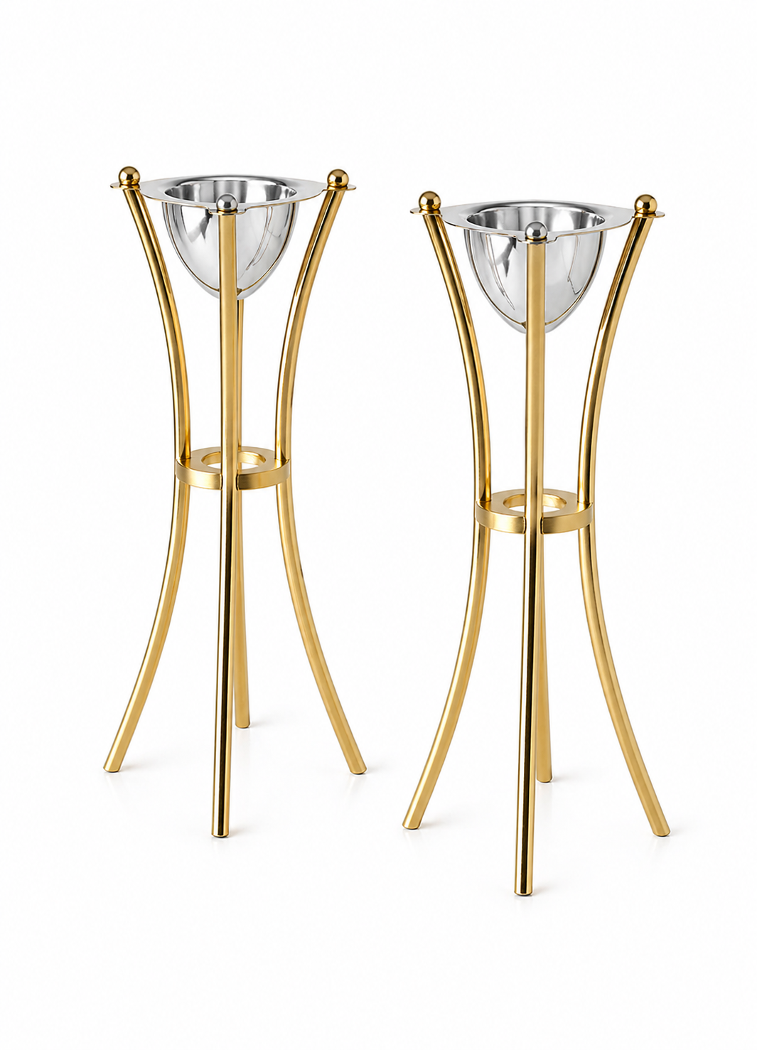 Tall Minimalist Airy Frame Candlesticks with Floating Silver Holders