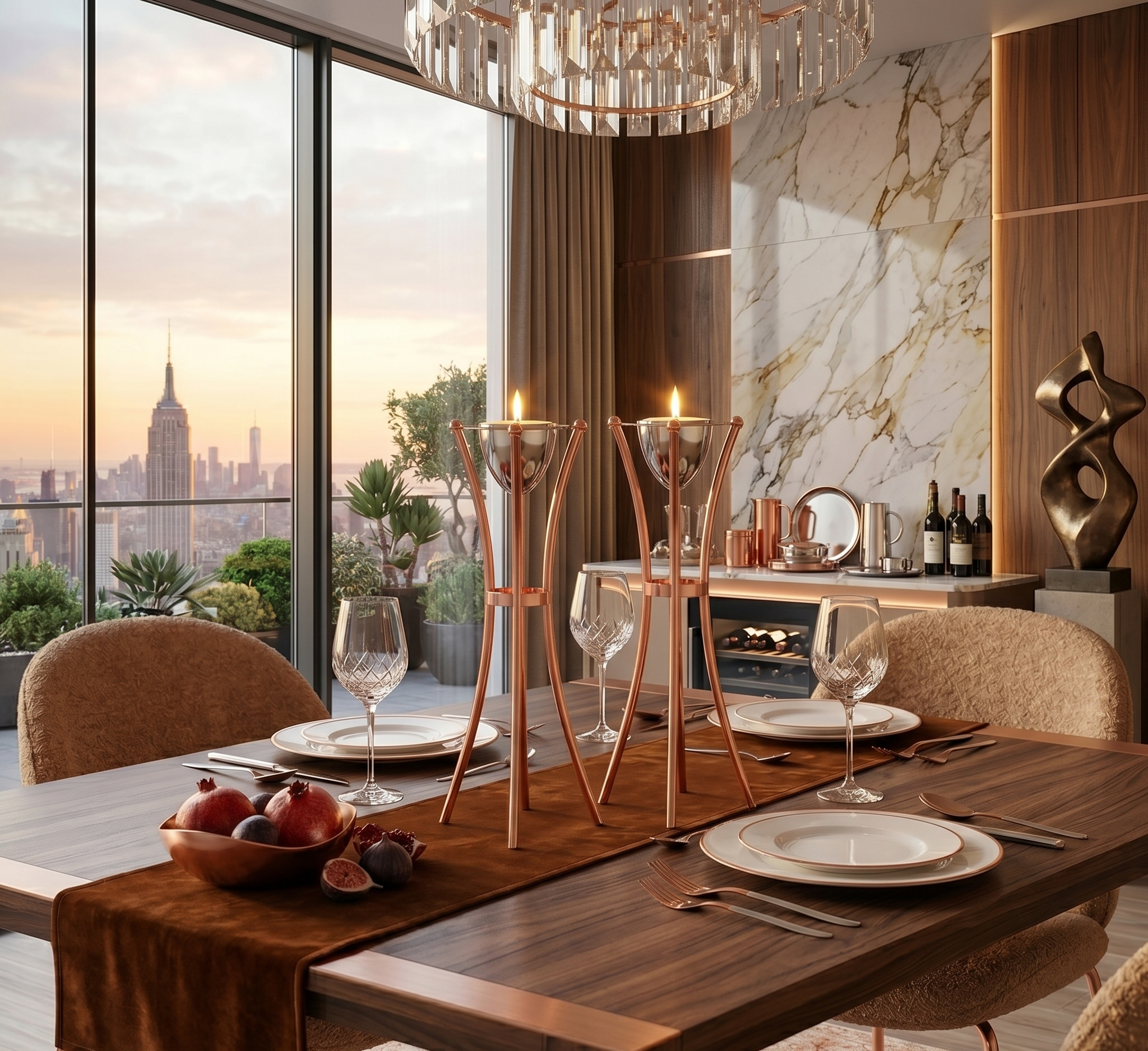 Tall Minimalist Airy Frame Candlesticks with Floating Silver Holders