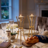 Tall Minimalist Airy Frame Candlesticks with Floating Silver Holders