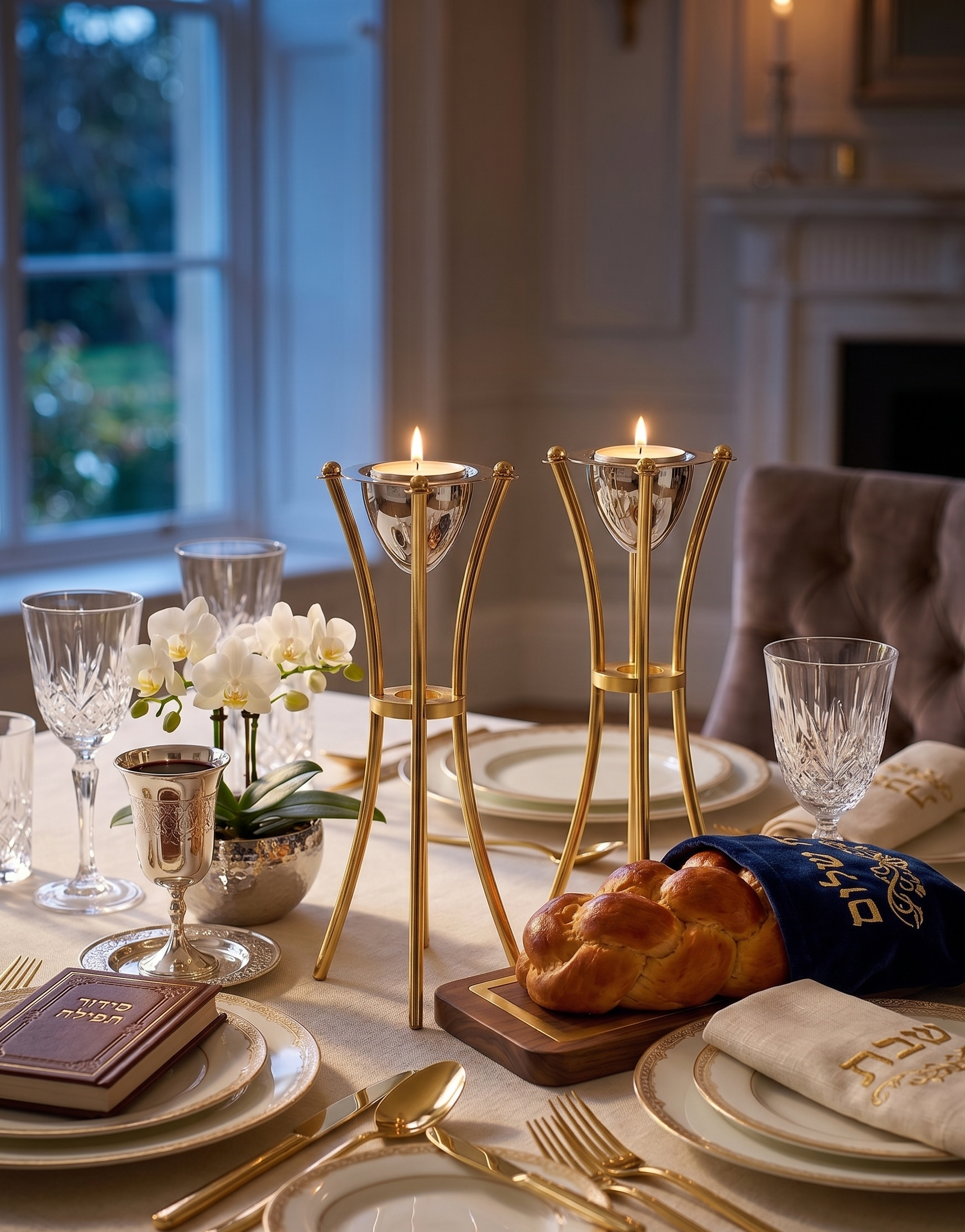 Tall Minimalist Airy Frame Candlesticks with Floating Silver Holders