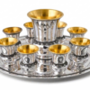 Sterling Silver Filigree Kiddush Cup Set with Eight Cups and Tray
