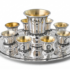 Sterling Silver Filigree Kiddush Cup Set with Eight Cups and Tray