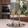 Tall Minimalist Airy Frame Candlesticks with Floating Silver Holders