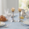 Tall Minimalist Airy Frame Candlesticks with Floating Silver Holders