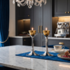 Tall Minimalist Airy Frame Candlesticks with Floating Silver Holders