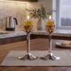 Tall Minimalist Airy Frame Candlesticks with Floating Silver Holders