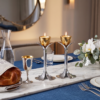 Tall Minimalist Airy Frame Candlesticks with Floating Silver Holders