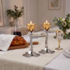 Tall Minimalist Airy Frame Candlesticks with Floating Silver Holders
