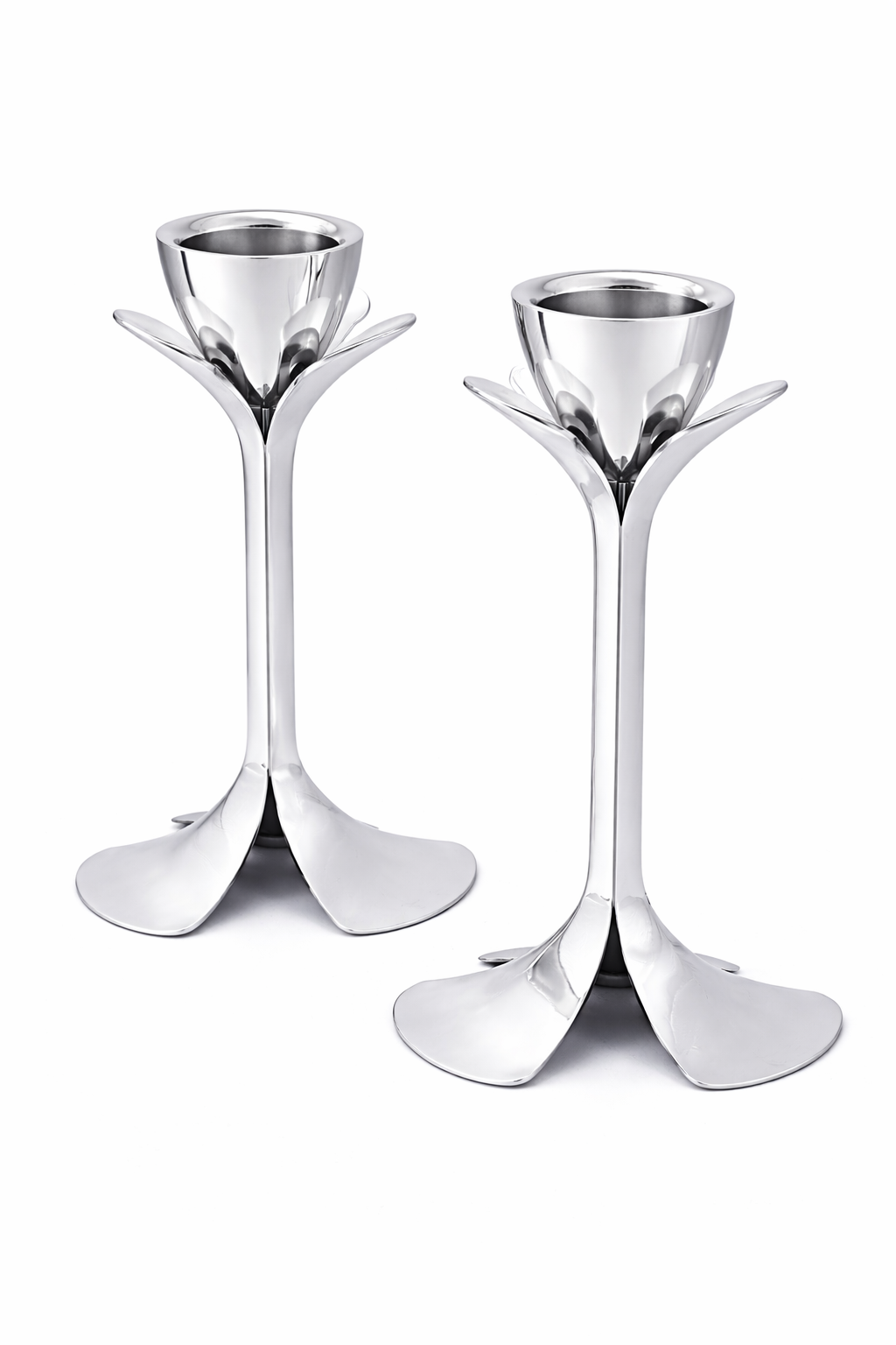 Tall Minimalist Airy Frame Candlesticks with Floating Silver Holders