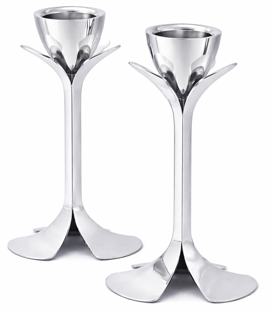 Tall Minimalist Airy Frame Candlesticks with Floating Silver Holders
