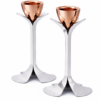 Tall Minimalist Airy Frame Candlesticks with Floating Silver Holders