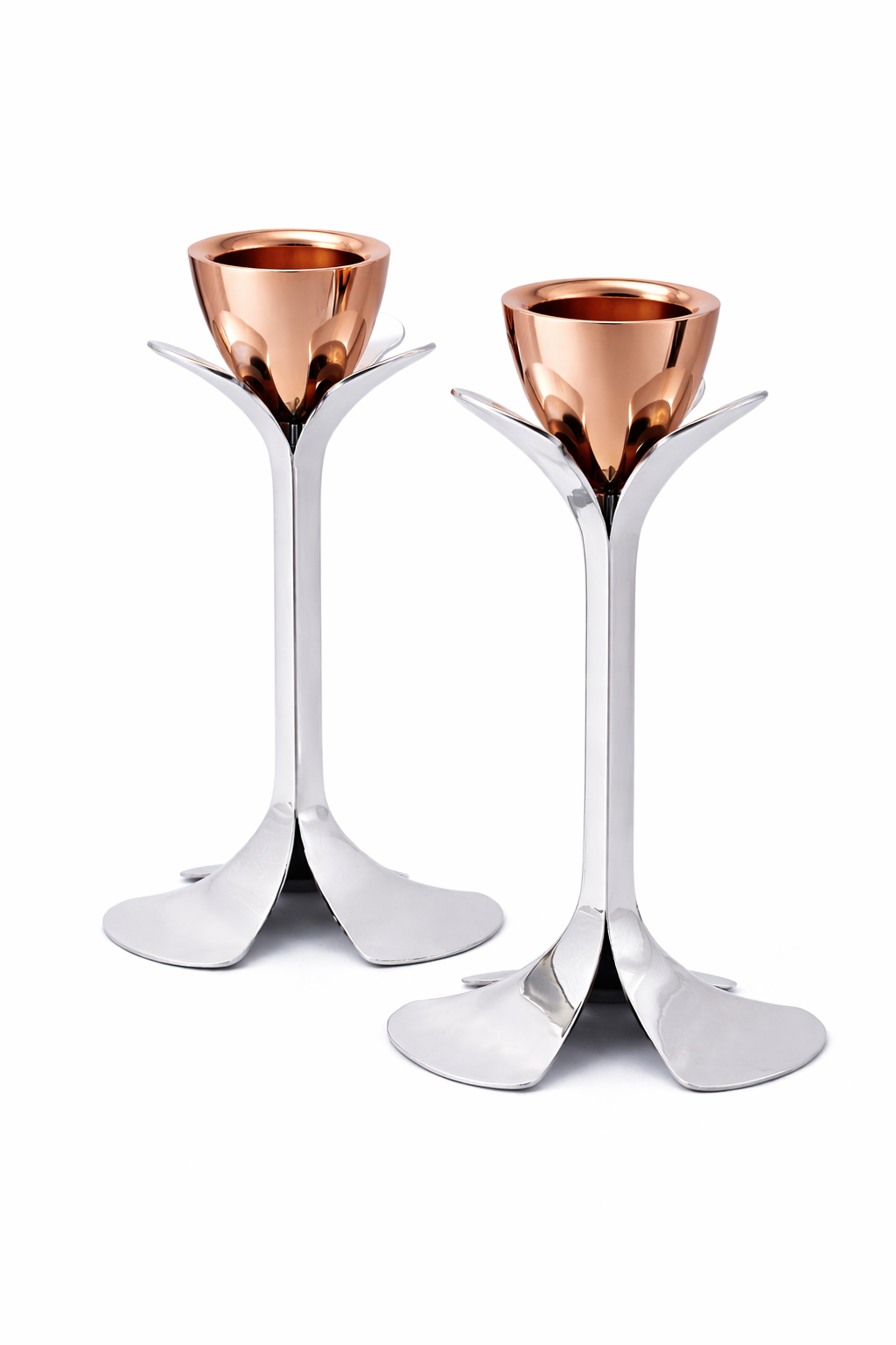 Tall Minimalist Airy Frame Candlesticks with Floating Silver Holders
