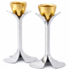 Tall Minimalist Airy Frame Candlesticks with Floating Silver Holders
