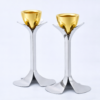 Tall Minimalist Airy Frame Candlesticks with Floating Silver Holders