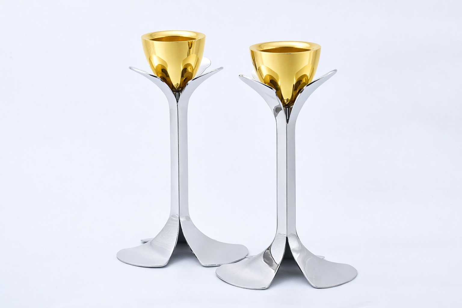 Tall Minimalist Airy Frame Candlesticks with Floating Silver Holders