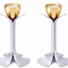 Tall Minimalist Airy Frame Candlesticks with Floating Silver Holders