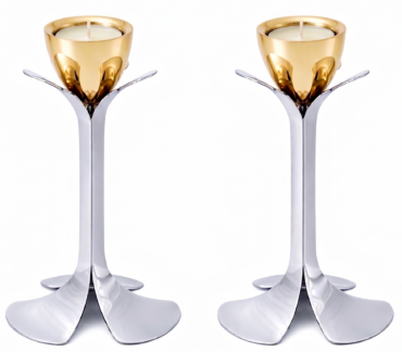 Tall Minimalist Airy Frame Candlesticks with Floating Silver Holders