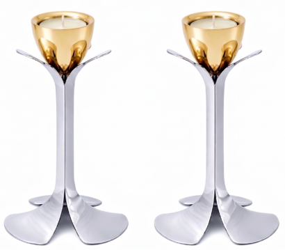 Tall Minimalist Airy Frame Candlesticks with Floating Silver Holders
