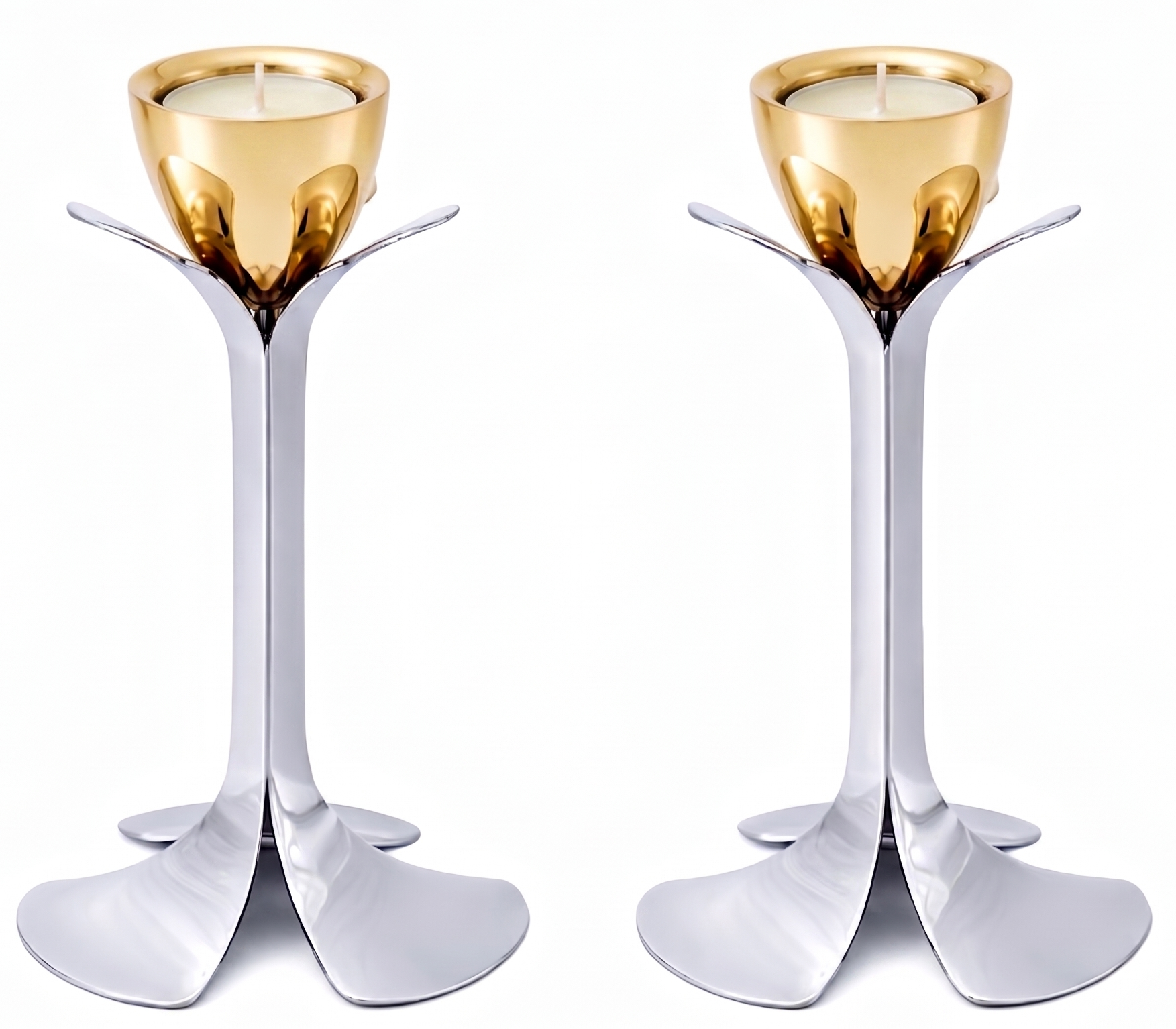 Tall Minimalist Airy Frame Candlesticks with Floating Silver Holders