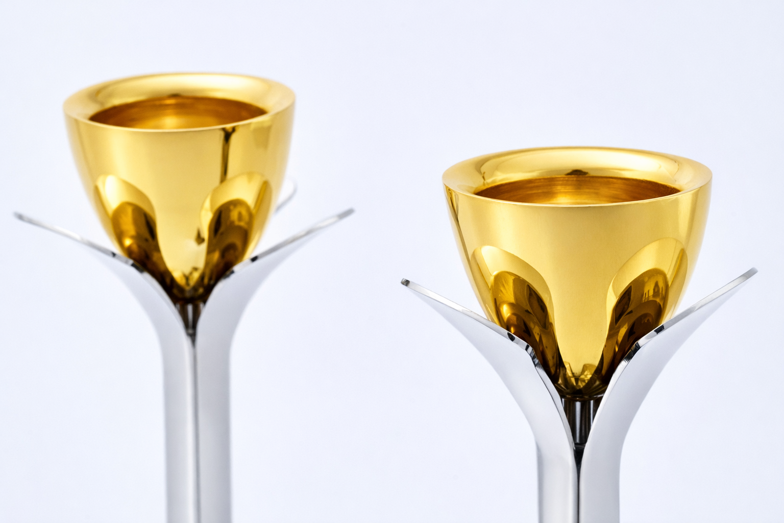 Tall Minimalist Airy Frame Candlesticks with Floating Silver Holders